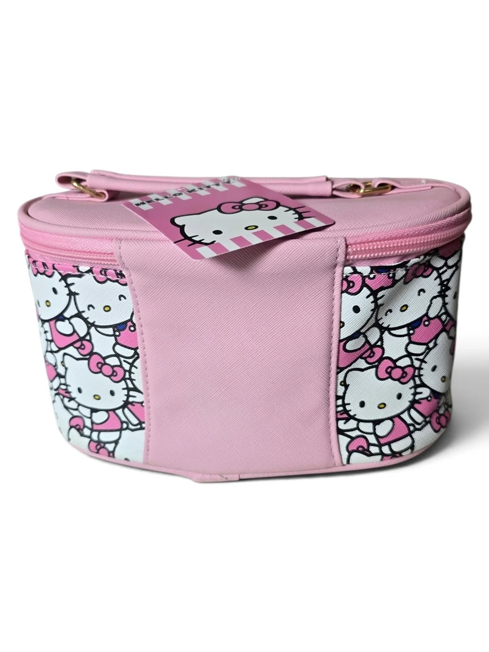 Hello Kitty Pink Allover Print Vanity Cosmetic Makeup Train Case Nwt